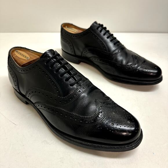 VERY GOOD Alden x Polo Ralph Lauren Black Oxford Wingtip Bal Bench Made USA 7.5